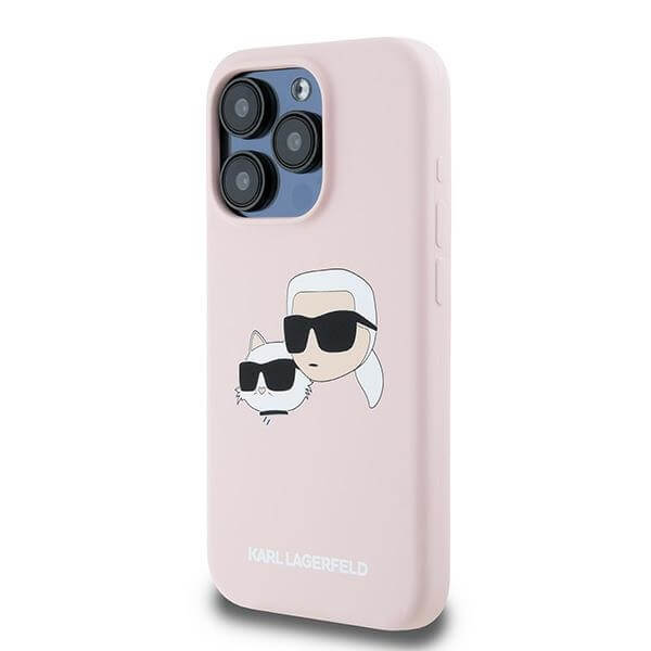 Karl Lagerfeld iPhone 15 Pro Max - Silicone Karl and Choupette - Θήκη Σιλικόνης με MagSafe - Pink - KLHMP15XSKCHPPLP