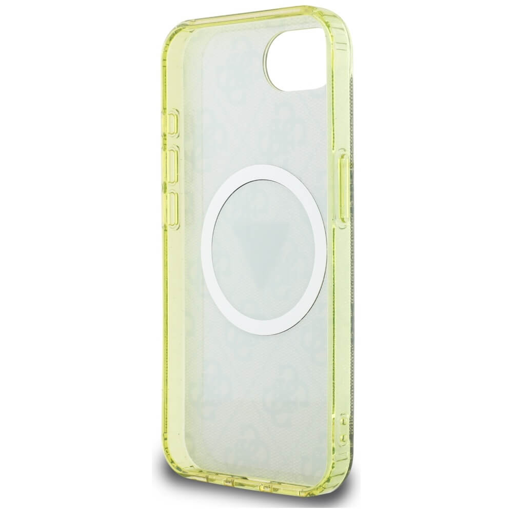 Guess iPhone 16e - IML Metal Glitter 4G Circle Triangle MagSafe - Σκληρή Θήκη με Πλαίσιο Σιλικόνης και MagSafe - Brown - GUHMPSE4HG4PRTGW