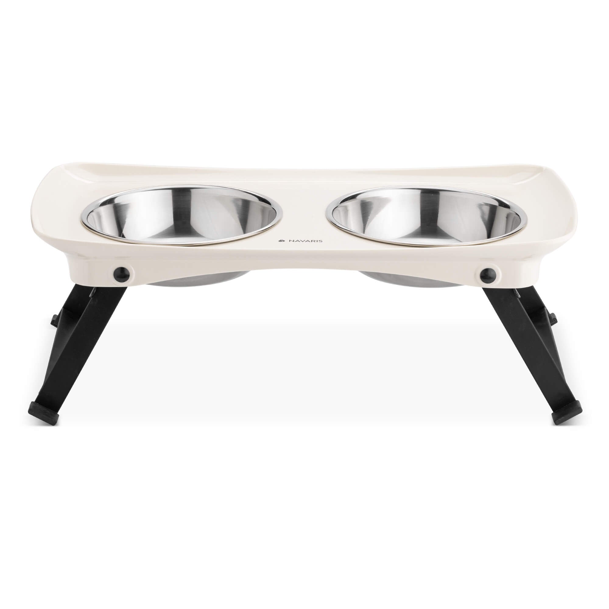 Navaris Αναδιπλούμενο Σταντ με 2 Μπολ για Νερό και Τροφή για Κατοικίδια - 350 ml - Beige / Black - 55860.02
