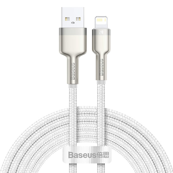 Baseus Cafule Metal Cable Lightning 2.4A - Καλώδιο Δεδομένων και Φόρτισης Lightning 2M - White - CALJK-B02