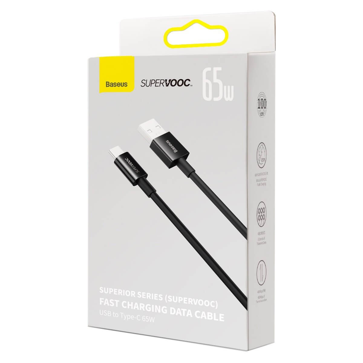 Baseus Superior Series SUPERVOOC Καλώδιο Δεδομένων και Φόρτισης 65W 1m - USB to Type-C - Black - CAYS000901