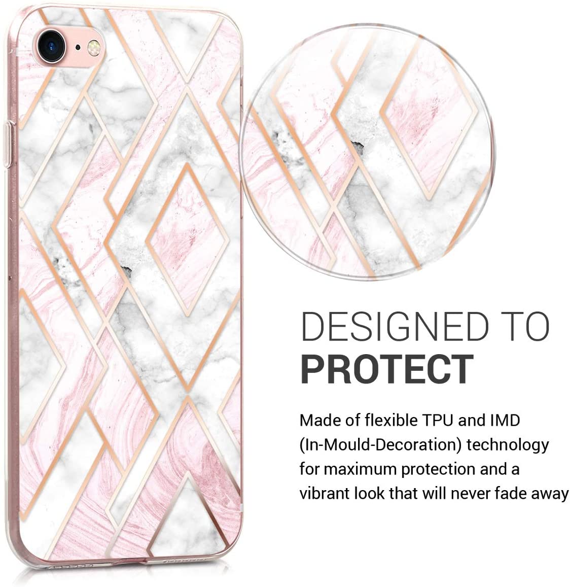 KW iPhone SE 2022 / SE 2020 / 7 / 8 Θήκη Σιλικόνης TPU Design Glory Mix 2 - Rose Gold / White / Dusty Pink - 46227.24