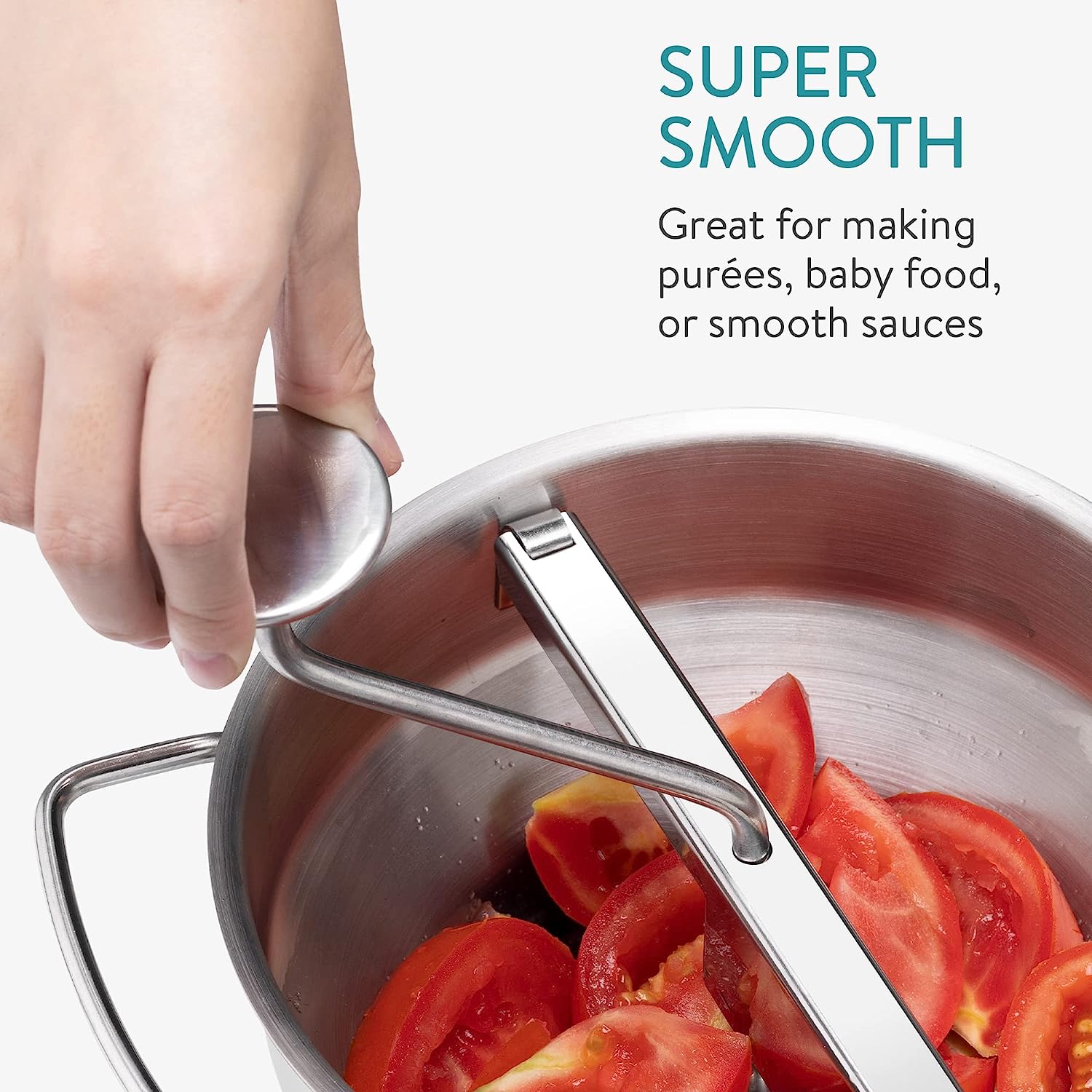 Navaris Μύλος Λαχανικών Χειρός από Ανοξείδωτο Ατσάλι με 3 Δίσκους Αλέσματος - Silver - 47369.02