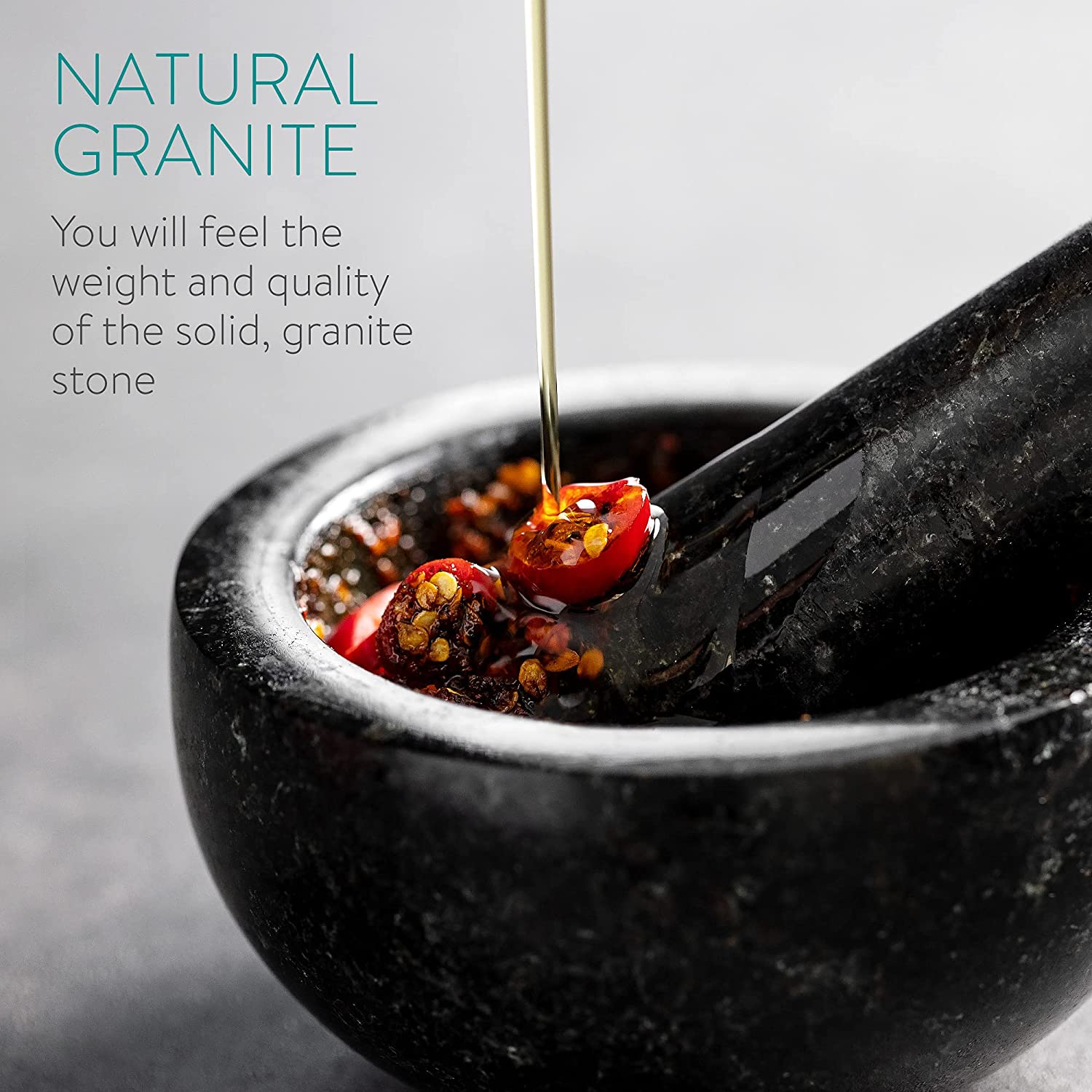 Navaris Mortar and Pestle Set Σετ με Γουδί και Γουδοχέρι από Φυσικό Γρανίτη - Black - 47789.02