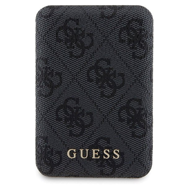 Guess iPhone 15 - 4G Metal Logo Σετ MagSafe Σκληρή Θήκη με Επένδυση Συνθετικού Δέρματος και Powerbank 5000mAh - Black - GUBPM5P15S4GEMGK
