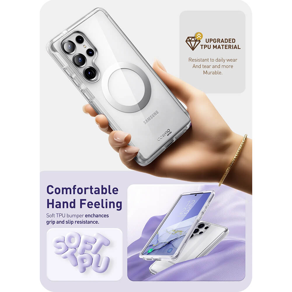 i-Blason Samsung Galaxy S25 Ultra Cosmo Mag Σκληρή Θήκη με Προστασία Οθόνης και Magsafe - Διάφανη