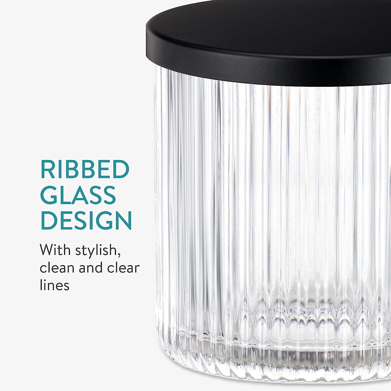 Navaris Γυάλινο Σετ 4 Τεμαχίων Αξεσουάρ Μπάνιου - Διάφανο / Metallic Black - 60589.01