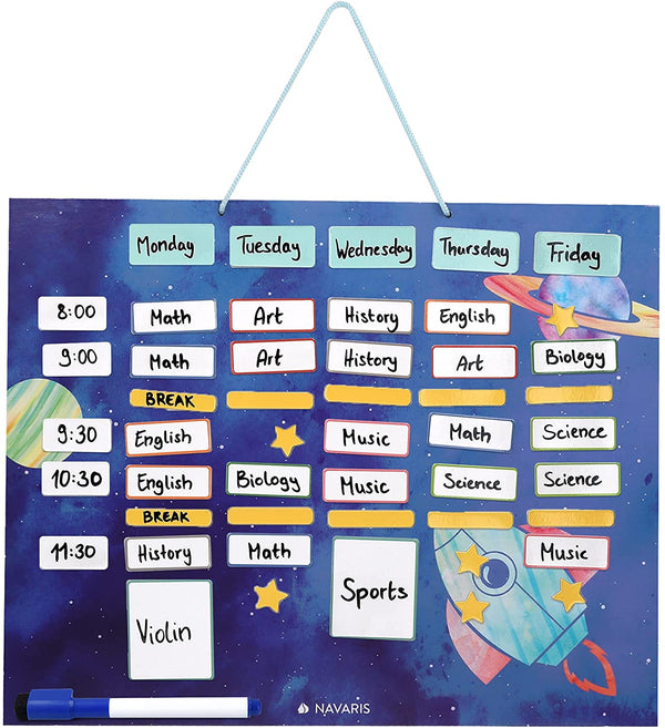 Navaris Μαγνητικός Πίνακας Εβδομαδιαίου Προγράμματος για Παιδιά - 40 x 32 cm - Blue - 50237.02