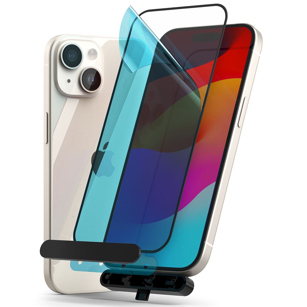 Ringke iPhone 15 TG Case Friendly Full Screen Tempered Glass 9H Αντιχαρακτικό Γυαλί Οθόνης - Black