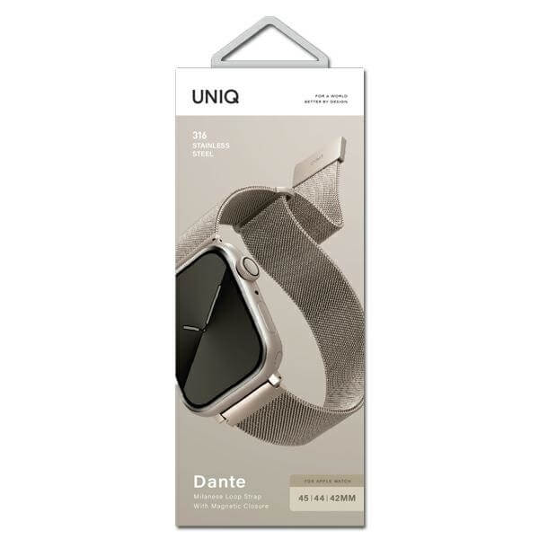 Uniq Λουράκι Apple Watch 2 / 3 / 4 / 5 / 6 / 7 / 8 / 9 / SE / SE 2 - 42 / 44 / 45 mm Dante από Ανοξείδωτο Ατσάλι - Starlight