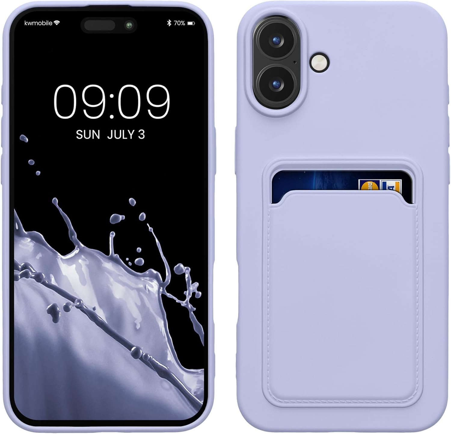 KW iPhone 16 Plus Θήκη Σιλικόνης TPU με Υποδοχή για Κάρτα - Lavender
