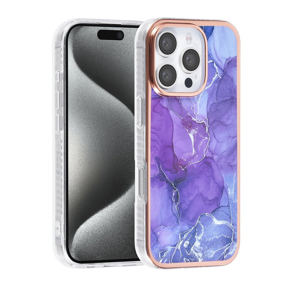 Tuniq iPhone 16 Pro Silicone Θήκη Σιλικόνης - Marble / Purple