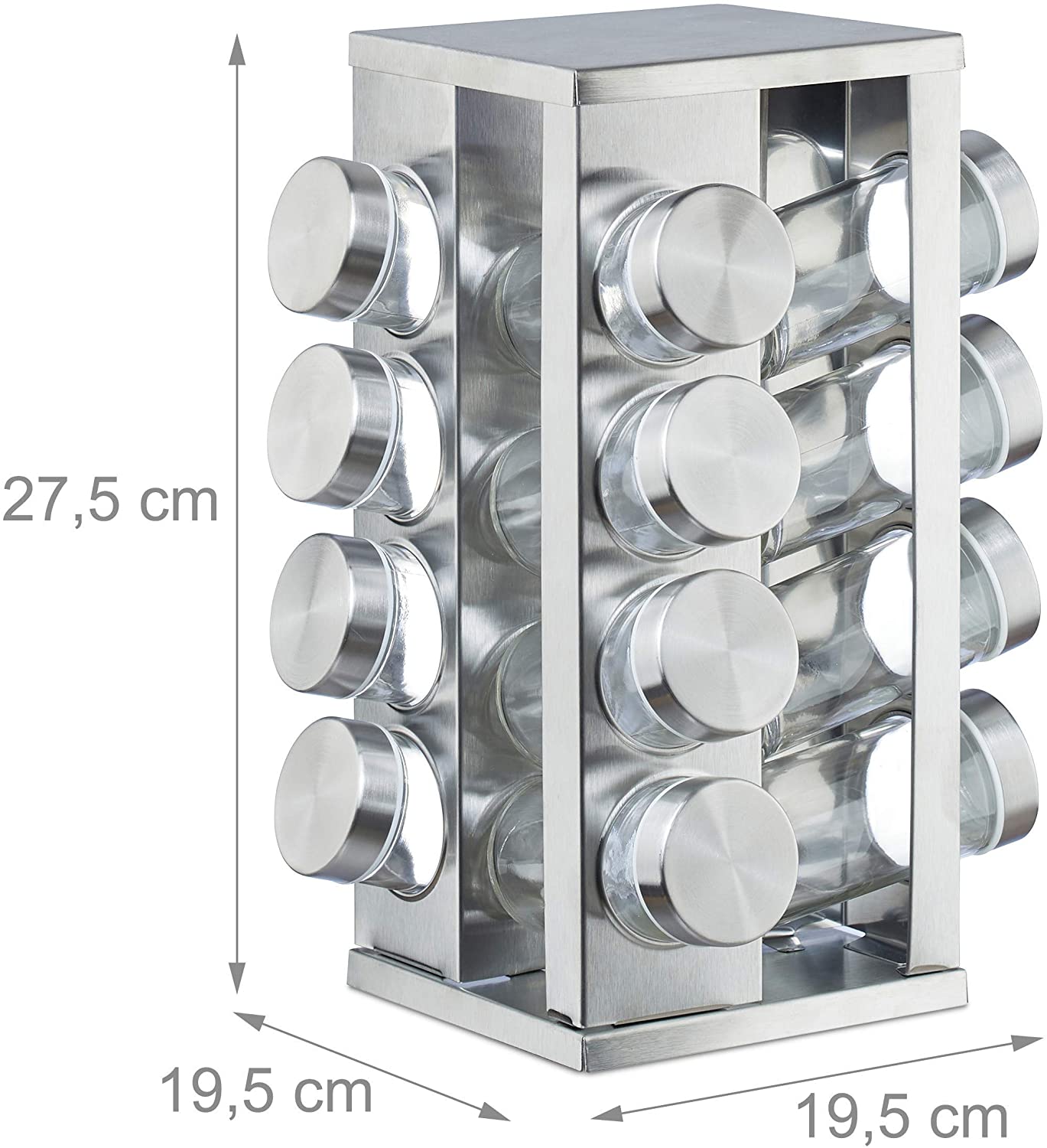 Relaxdays Καρουζέλ Μπαχαρικών με 16 Δοχεία - Silver - 4052025264611