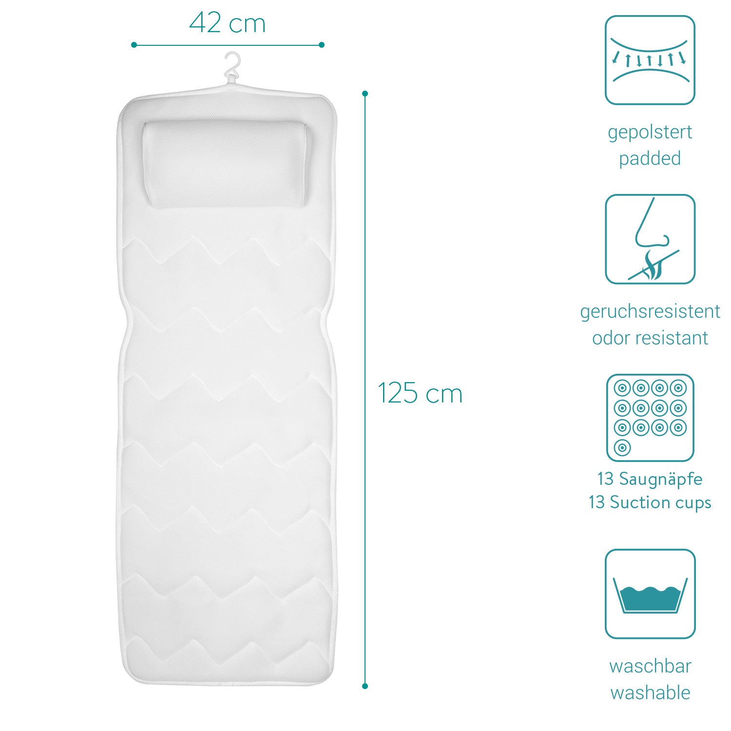 Navaris Full Body Αντιολισθητικό Μαξιλάρι Μπάνιου - White - 47495.02