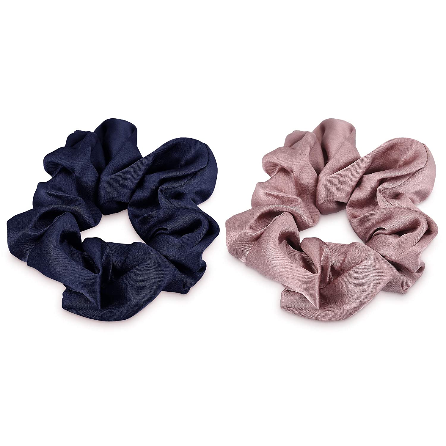 Navaris Σετ με 2 Μεταξωτά Scrunchies Λαστιχάκια Μαλλιών - Dark Blue / Pink - 50258.02.10