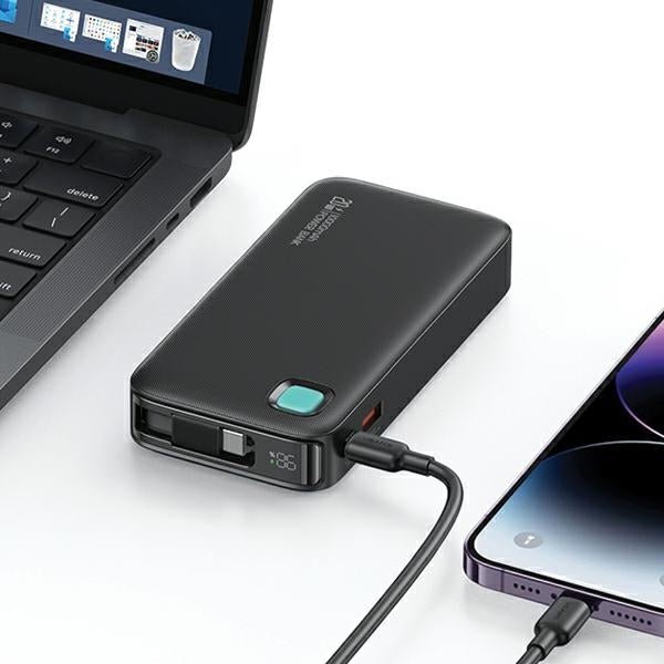 USAMS CD242 XY Series PowerBank 10000mAh 20W με Ενσωματωμένο Καλώδιο Type - C - Black