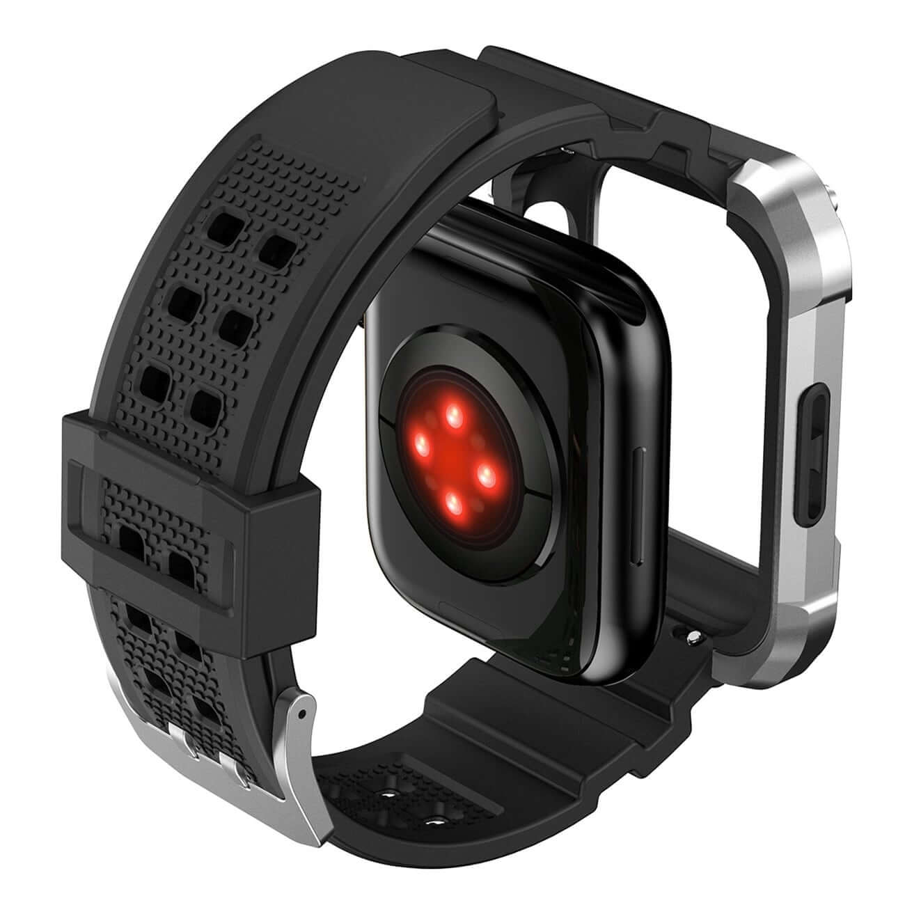 Kingxbar CYF134 2in1 Λουράκι Apple Watch 4 / 5 / 6 / SE / SE 2 - 44 mm Armored Θήκη Προστασίας με - Silver