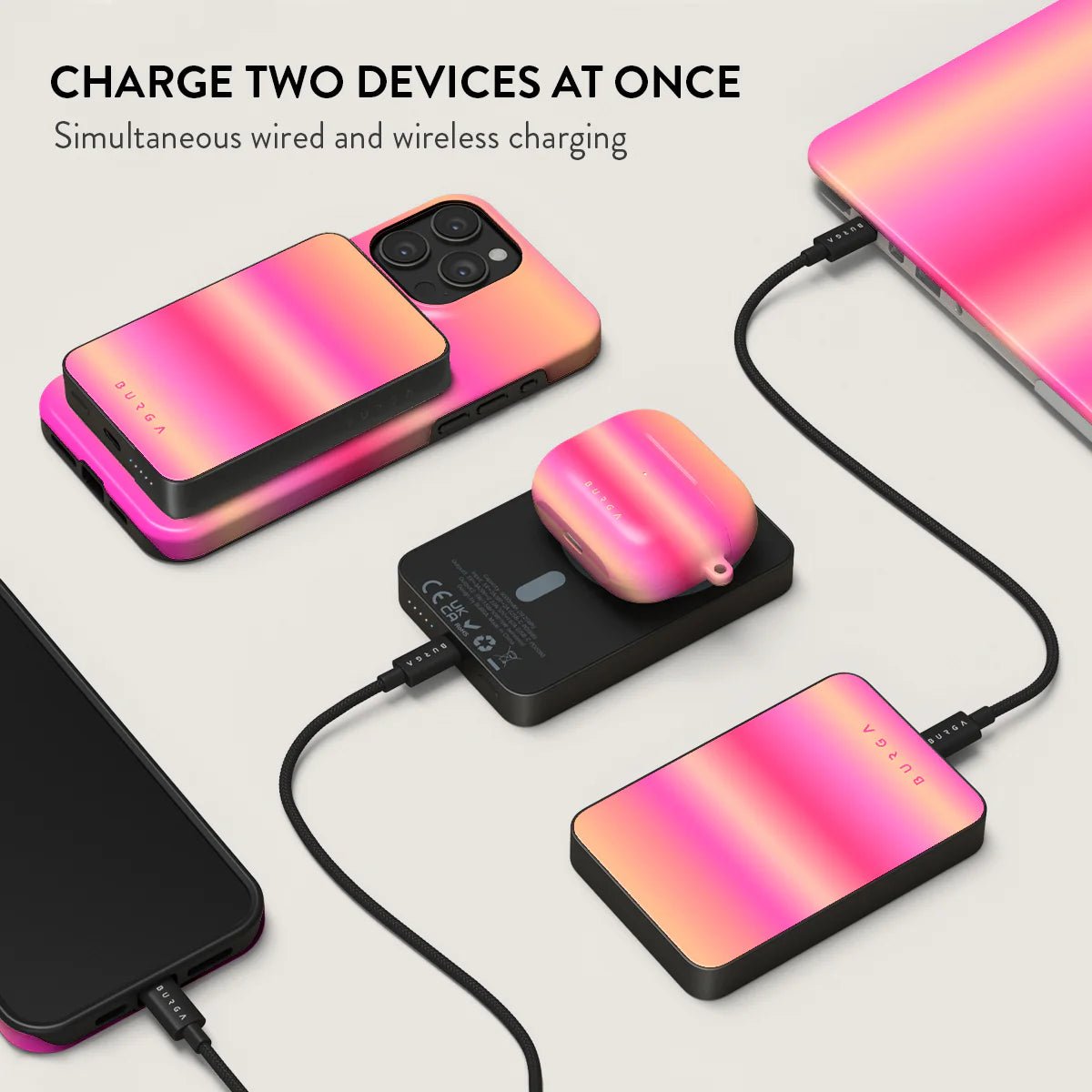 Burga Μαγνητικό Ασύρματο MagSafe PowerBank 5000mAh με Καλώδιο Type - C to Type - C - Gunmetal - SPF 100