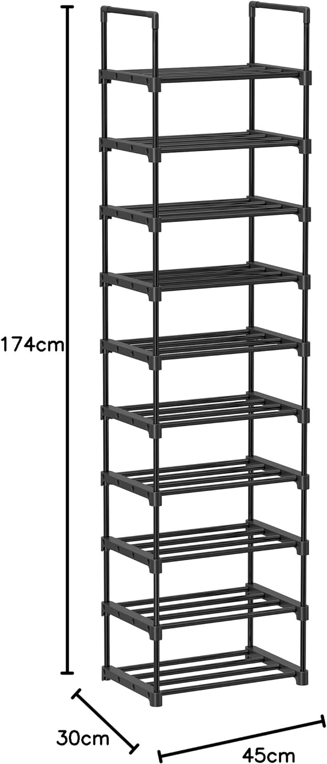 Songmics Μεταλλική Παπουτσοθήκη με 10 Ράφια - Black - LSA25BK