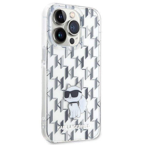 Karl Lagerfeld iPhone 15 Pro Max Monogram Choupette Σκληρή Θήκη με Πλαίσιο Σιλικόνης - Διάφανη - KLHCP15XHNCMKLT