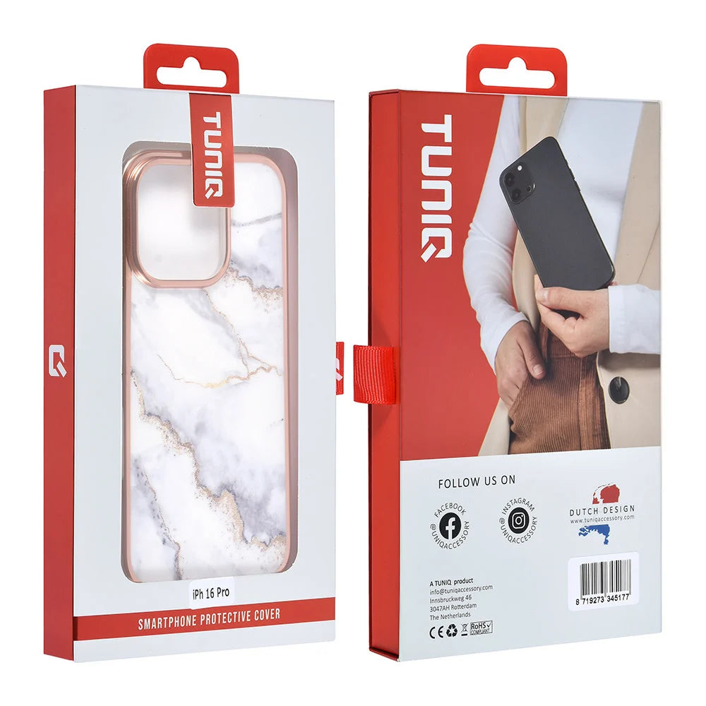 Tuniq iPhone 16 Pro Silicone Θήκη Σιλικόνης - Marble / White