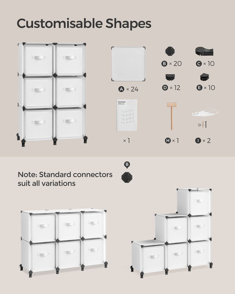 Songmics Πλαστική Παπουτσοθήκη με 6 Ράφια - Cloud White - LPC062W06