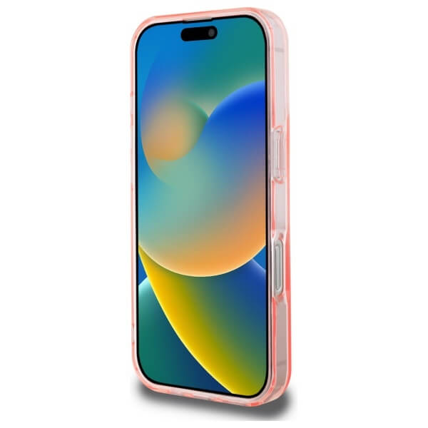 Guess iPhone 16 Pro Max - IML Glitter Circle - MagSafe Σκληρή Θήκη με Πλαίσιο Σιλικόνης - Pink - GUHMP16XHFGEREP