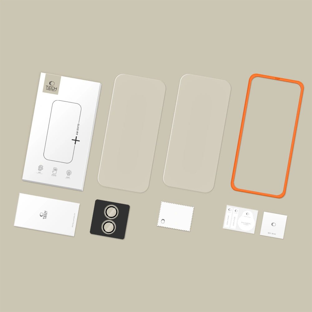Tech - Protect iPhone 17 Easy Set+ - Σετ με 2 Αντιχαρακτικά Γυαλιά Οθόνης με οδηγό και 1 Αντιχαρακτικό Γυαλί για την Κάμερα - Διάφανα