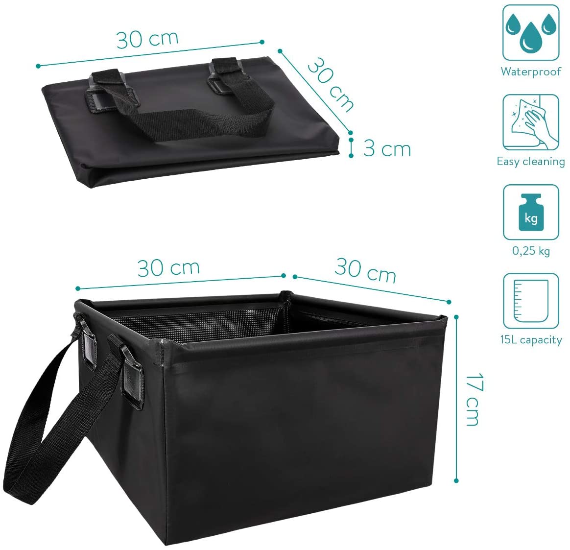 Navaris Πτυσσόμενος Κάδος Νερού και Αποθήκευσης - 15L - Black - 50878.2.01