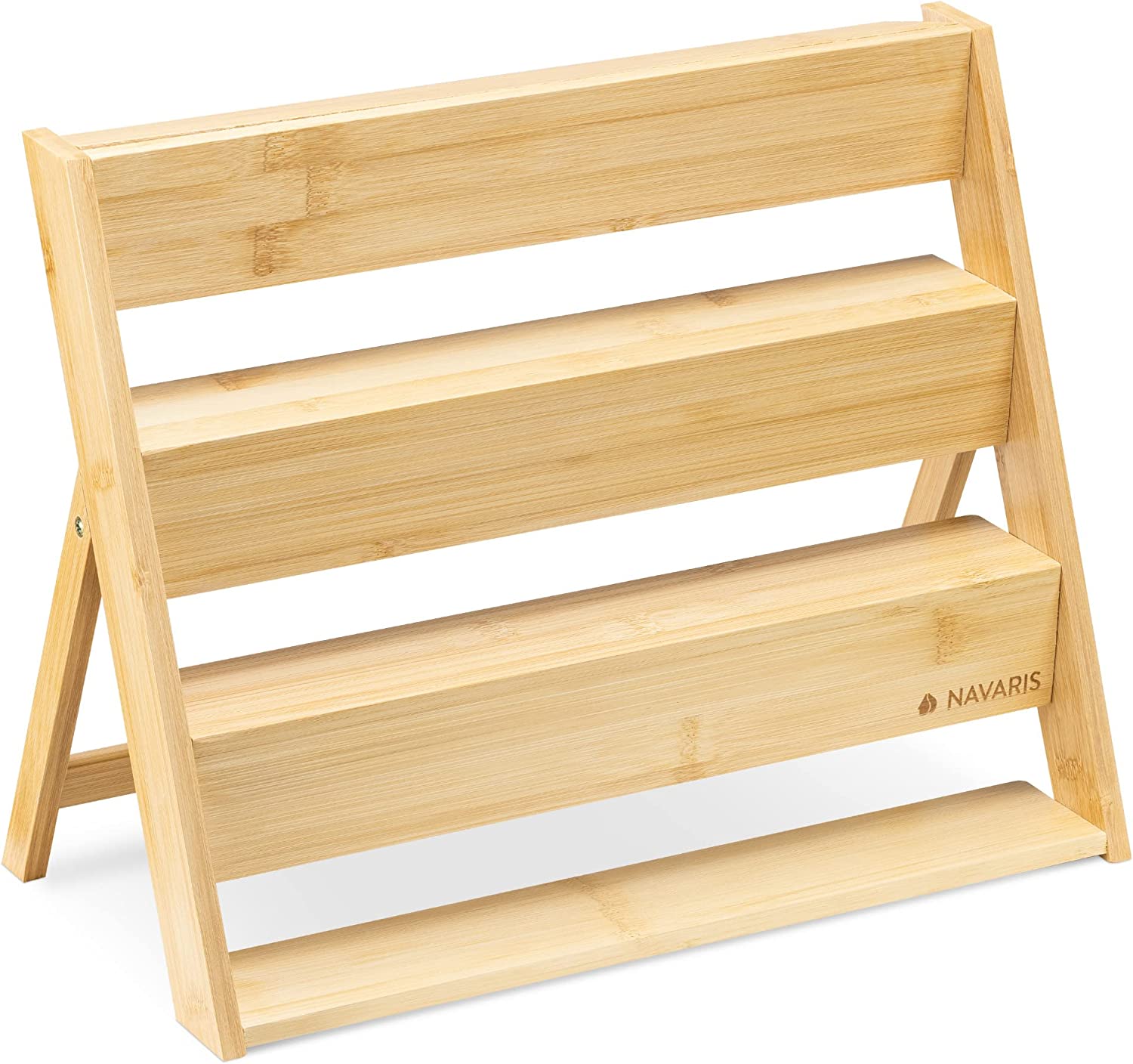 Navaris Επιτραπέζιο Αναδιπλούμενο Ράφι Μπαχαρικών από Μπαμπού Τριών Επιπέδων - Light Brown - 57208.01