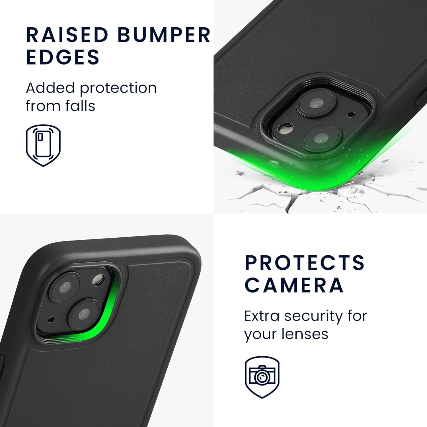 KW iPhone 15 Σκληρή Θήκη με Πλαίσιο Σιλικόνης και Stand - Black - 62041.01