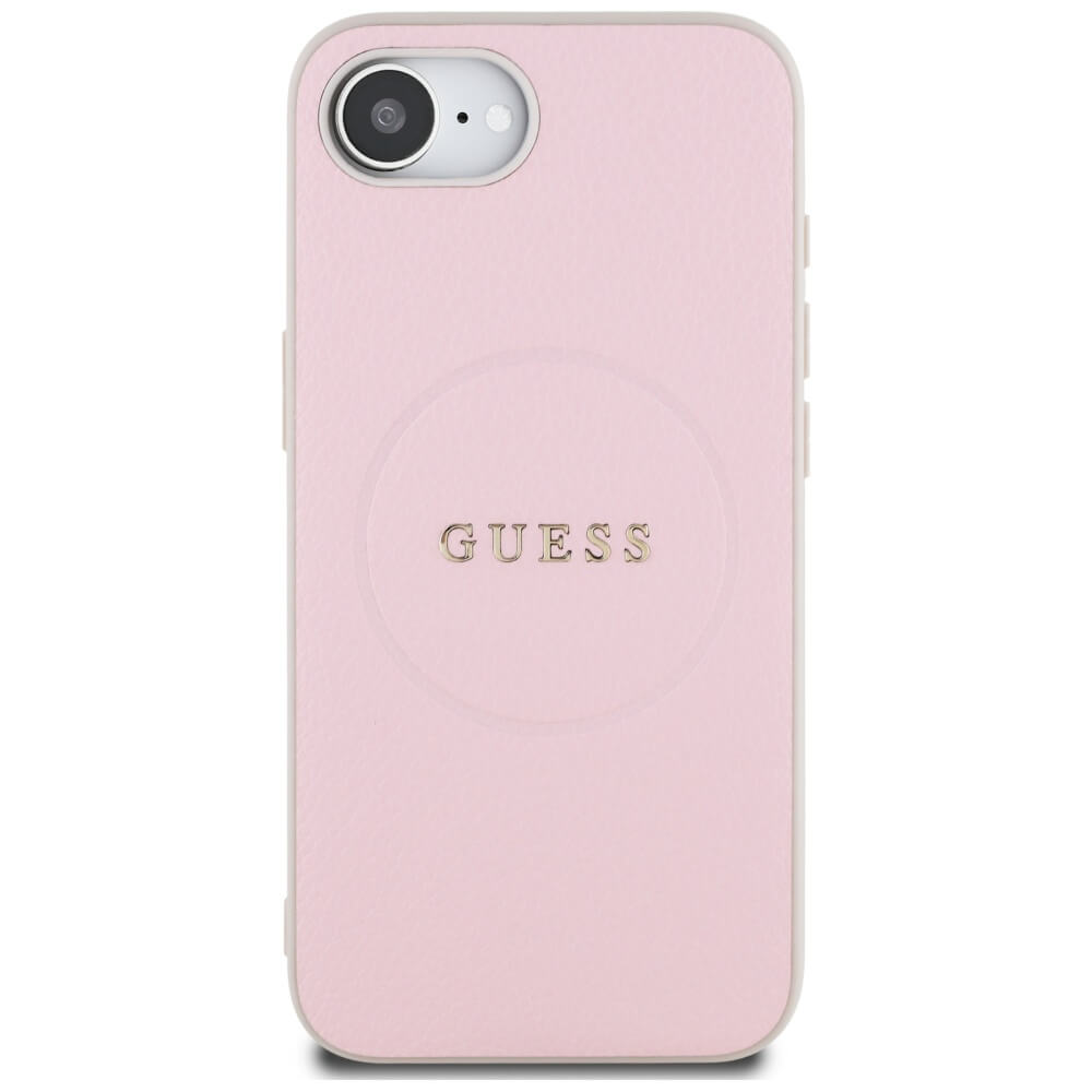 Guess iPhone 16e - Grained Ring MagSafe - Σκληρή Θήκη από Οικολογικό Δέρμα - Pink - GUHMPSE4PGHSMMP