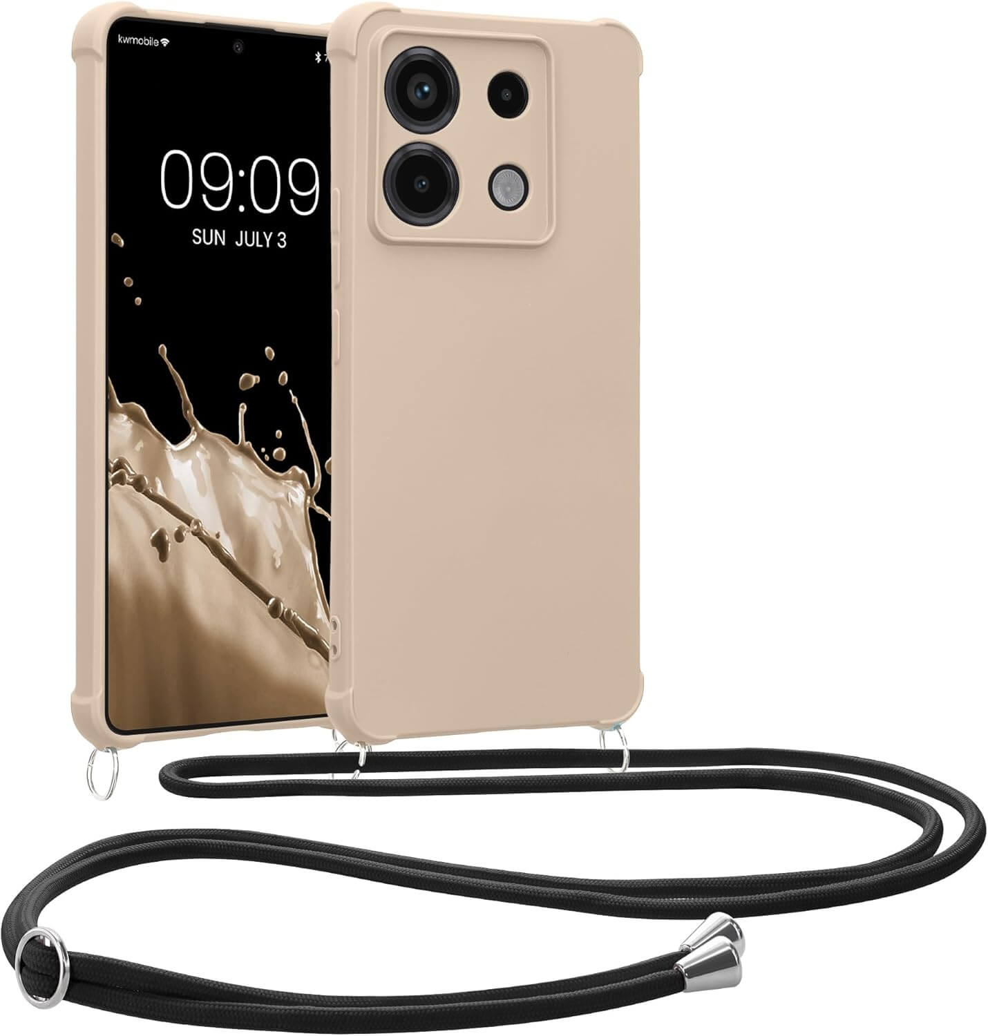 KW Xiaomi Redmi Note 13 Pro 5G / Poco X6 5G Θήκη Σιλικόνης TPU με Λουράκι - Cream