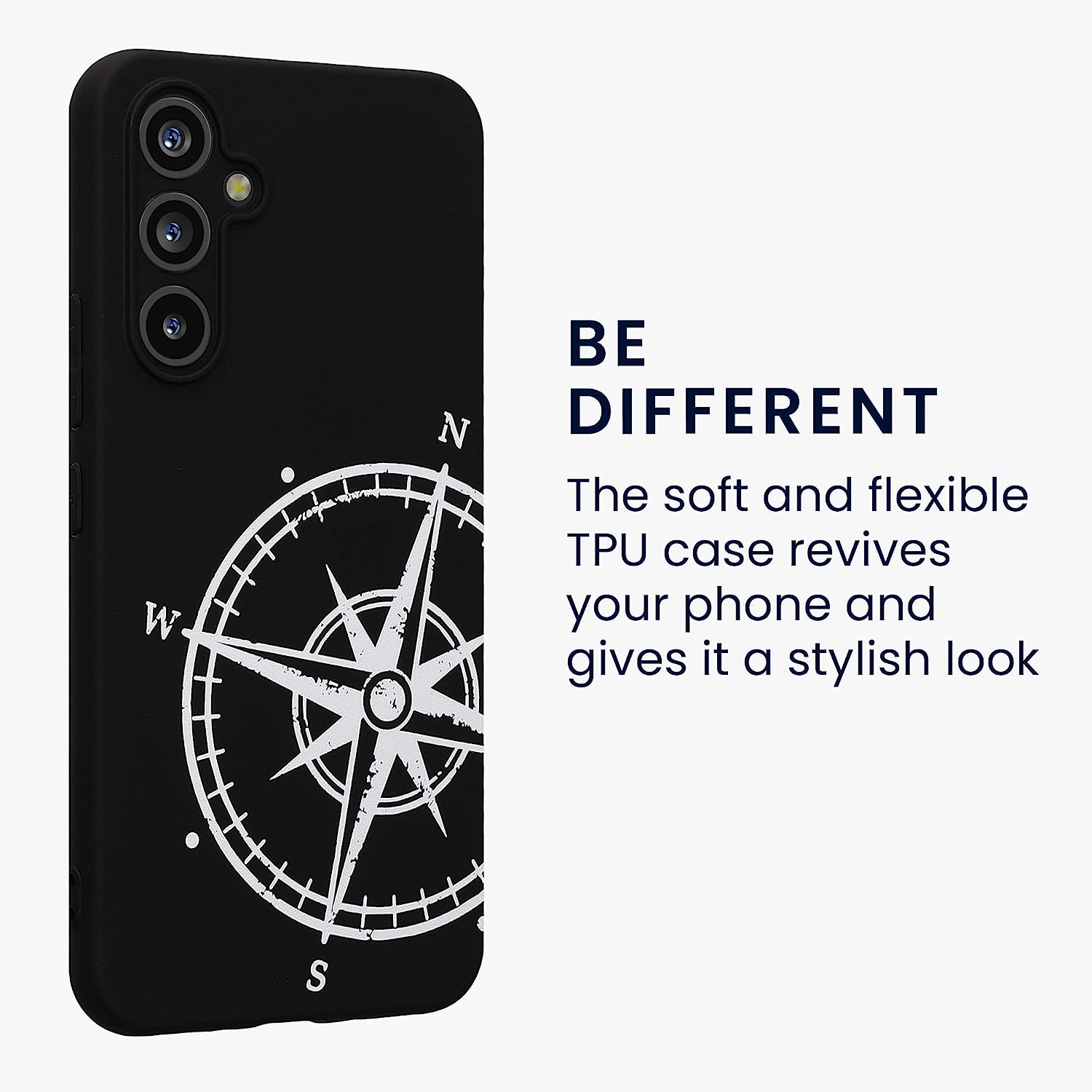 KW Samsung Galaxy A54 5G Θήκη Σιλικόνης Design Compass Vintage - Black / White - 61246.03