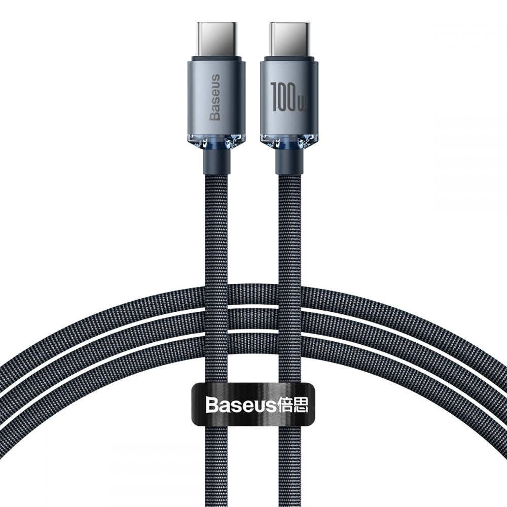 Baseus Crystal Shine Cable Type-C to Type-C PD 100W 3A - Καλώδιο Δεδομένων και Γρήγορης Φόρτισης Type-C to Type-C 1.2M - Black - CAJY000601