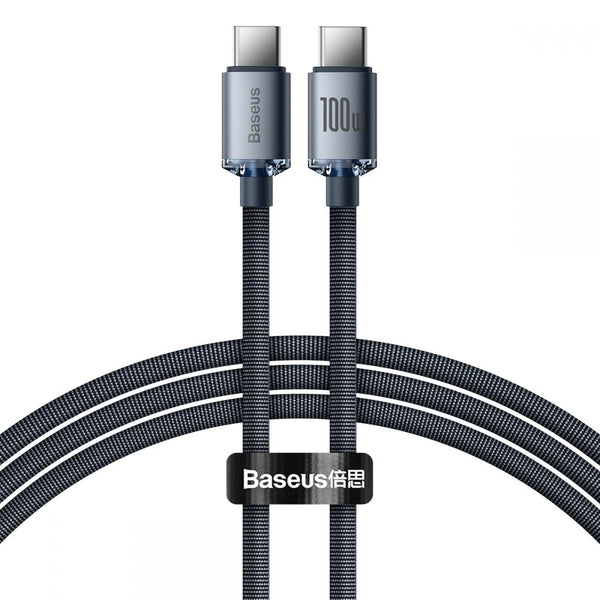 Baseus Crystal Shine Cable Type-C to Type-C PD 100W 3A - Καλώδιο Δεδομένων και Γρήγορης Φόρτισης Type-C to Type-C 1.2M - Black - CAJY000601