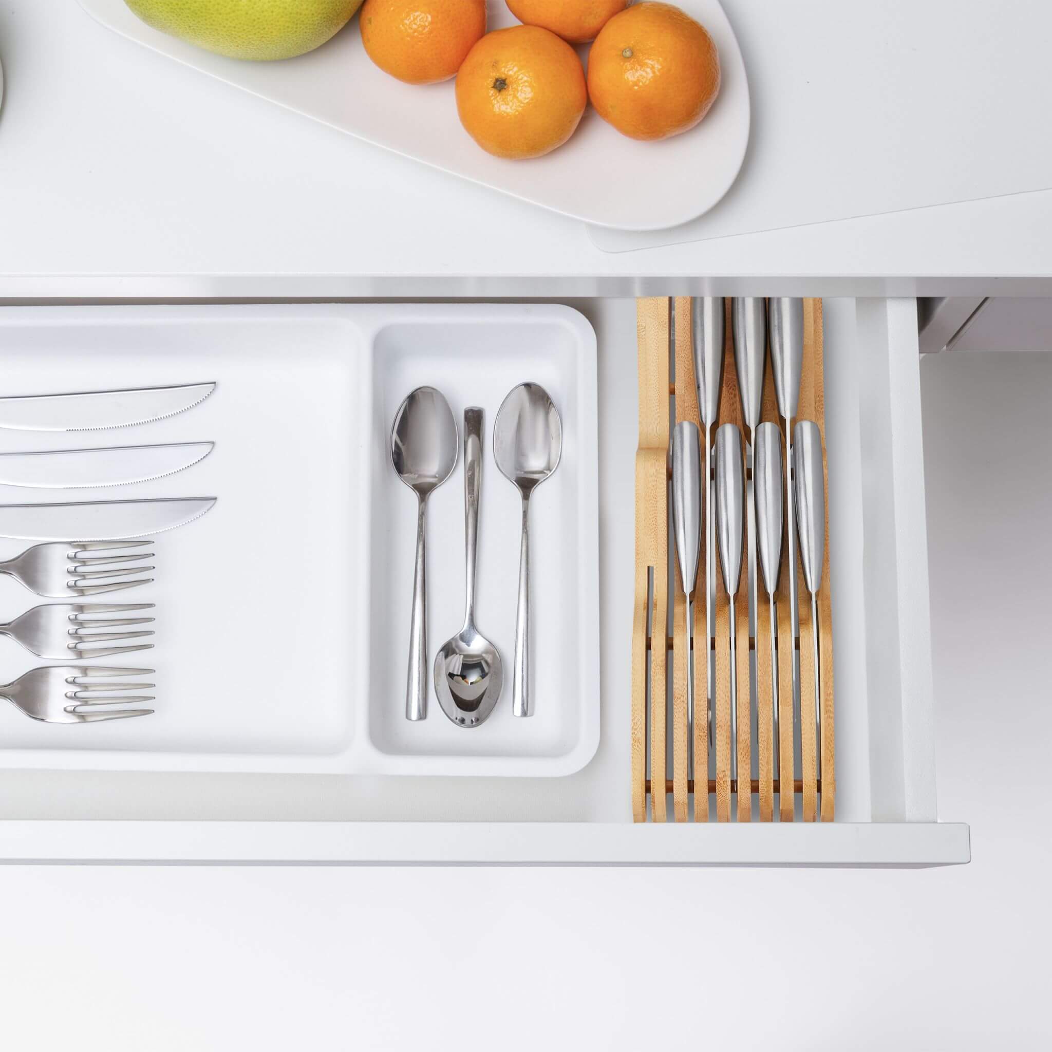 Relaxdays Θήκη Μαχαιριών για Συρτάρι από Μπαμπού - XL - Natural - 4052025907785