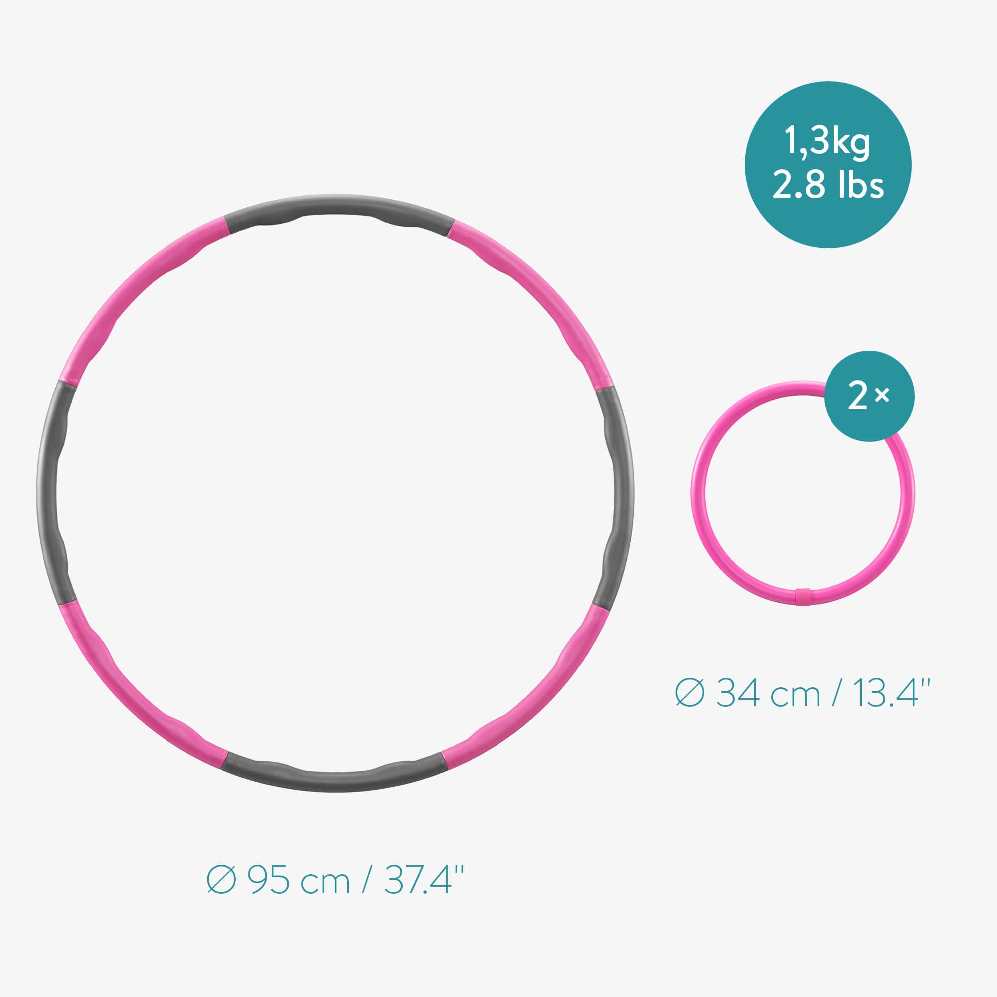 Navaris Σετ Hula Hoop - Pink / Black - 54992.01.08