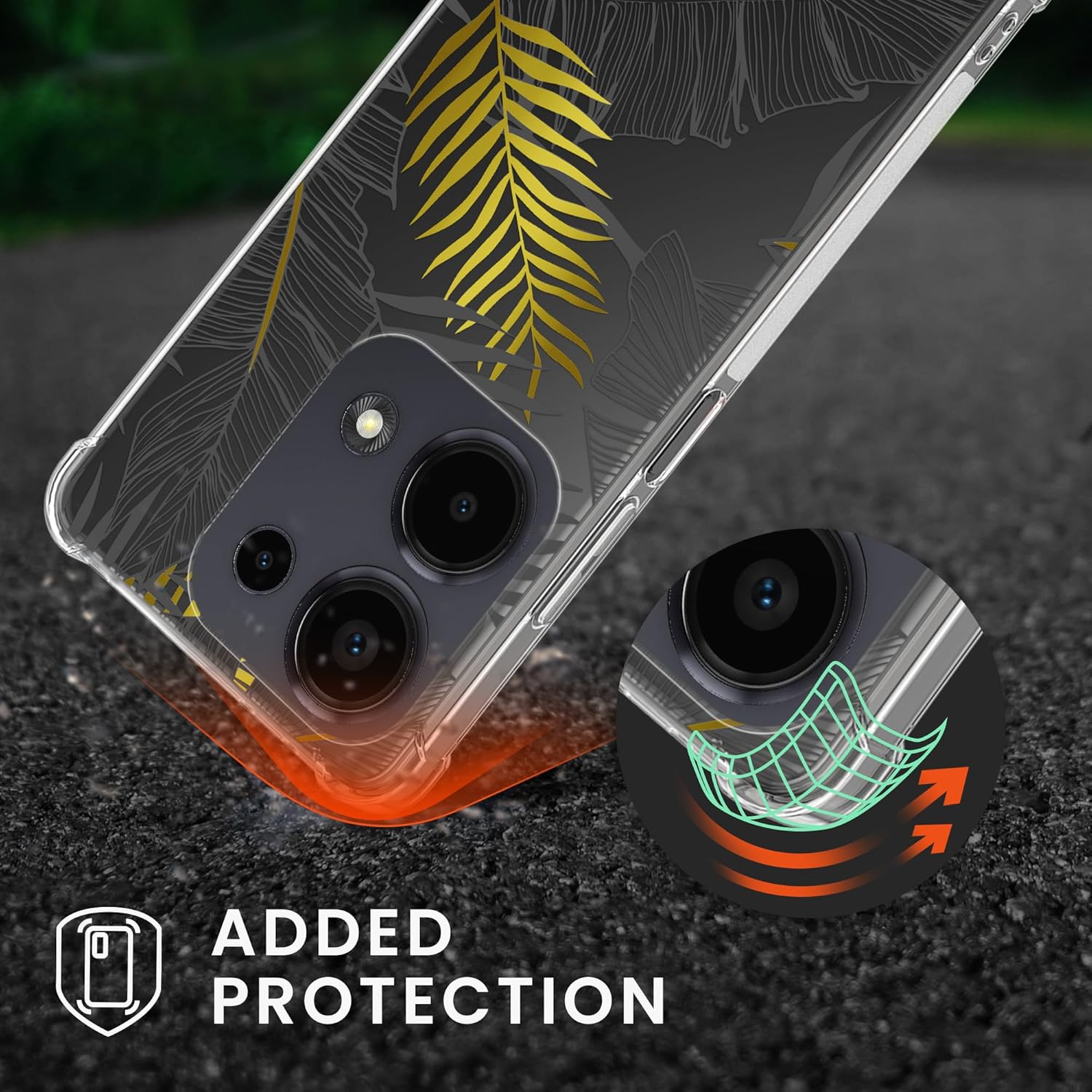 KW Xiaomi Redmi Note 13 Pro 4G Θήκη Σιλικόνης TPU με Λουράκι - Design Jungle - Yellow / Grey / Διάφανη