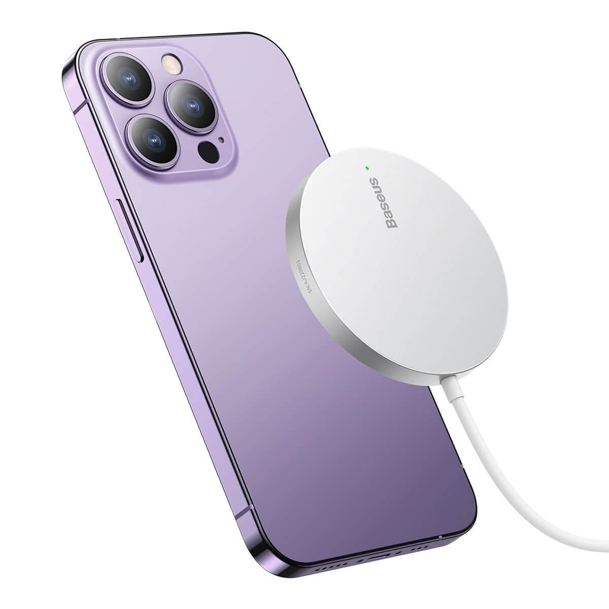 Baseus Simple Mini3 BS-W529 Ασύρματος Φορτιστής MagSafe με Καλώδιο Type-C 15W - Silver - CCJJ040012