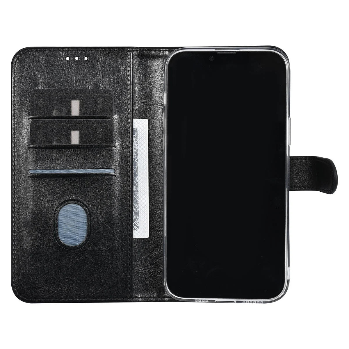 Tuniq iPhone 15 Plus / 14 Plus - Θήκη Πορτοφόλι Stand από Δερματίνη - Μαύρη