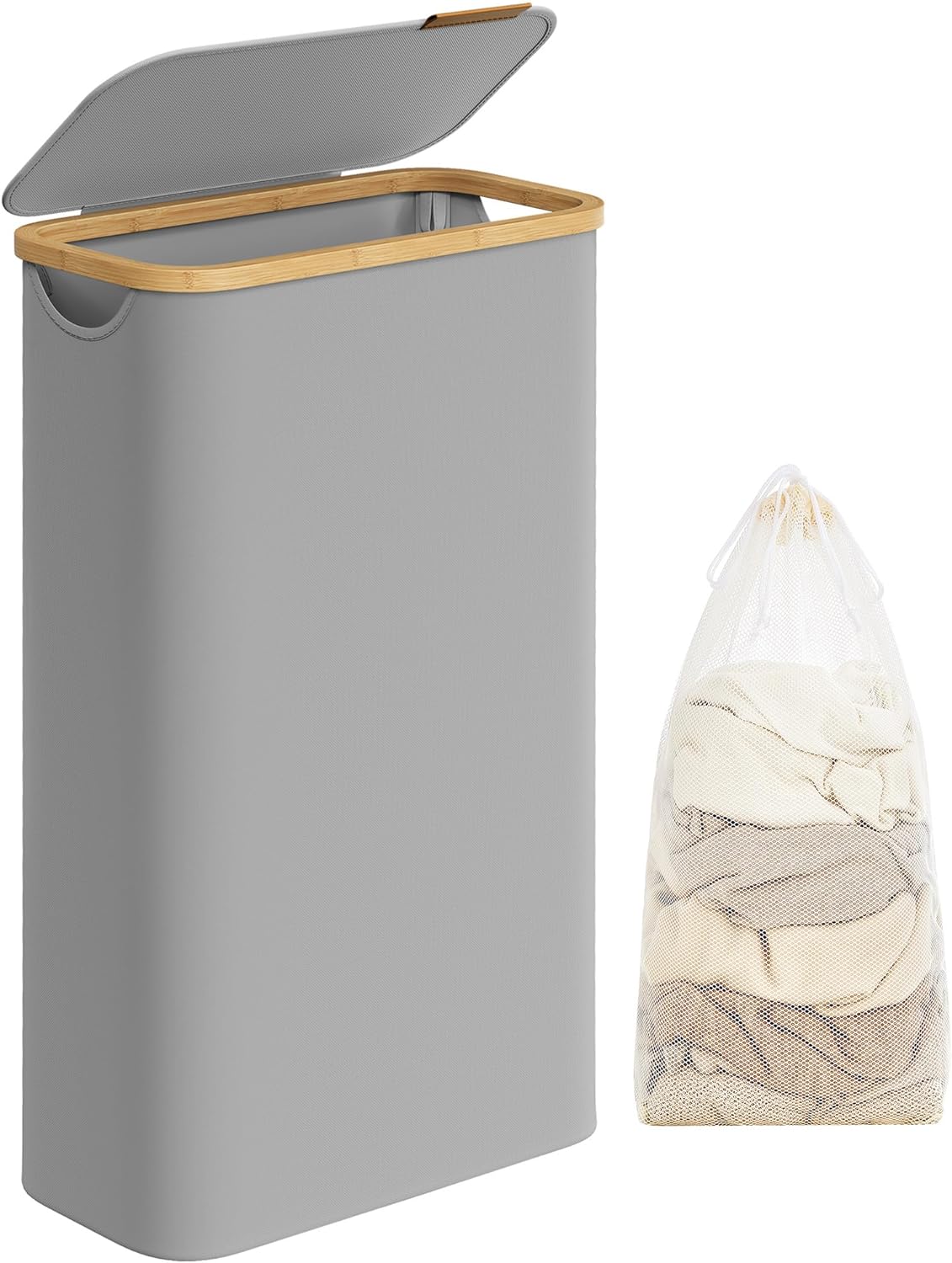 Songmics Καλάθι Απλύτων με Καπάκι και Αποσπώμενη Εσωτερική Θήκη - 60L - Dove Grey - LCB506G01