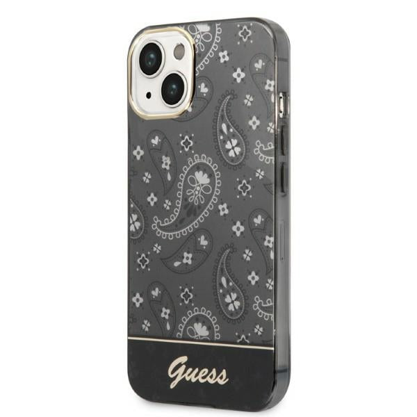 Guess iPhone 14 Bandana Paisley Σκληρή Θήκη με Πλαίσιο Σιλικόνης - Black - GUHCP14SHGBNHK