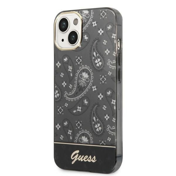 Guess iPhone 14 Bandana Paisley Σκληρή Θήκη με Πλαίσιο Σιλικόνης - Black - GUHCP14SHGBNHK