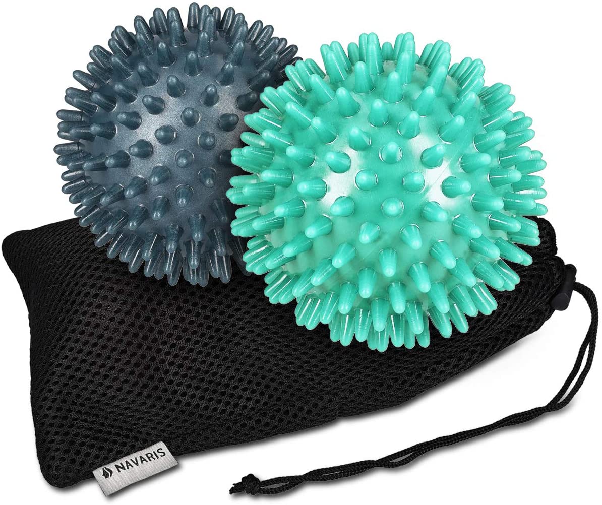 Navaris Hedgehog Massage Ball with Nubs Set of 2 - Μπάλες Μασάζ για Χέρια / Πόδια και Πλάτη - Mint / Petrol - 46951.3.01