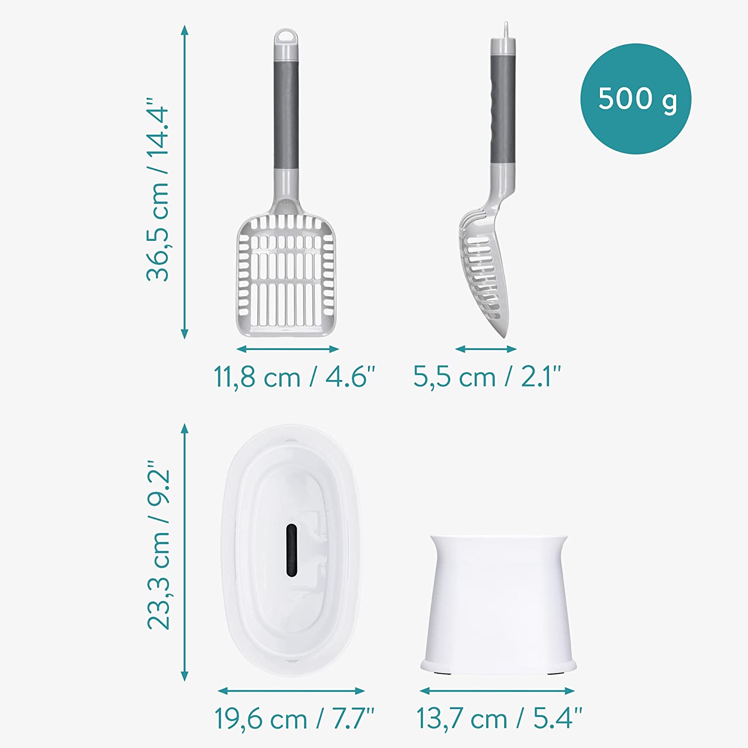 Navaris Δοχείο και Φτυαράκι για τη Συλλογή Απορριμάτων Γάτας - White - 57971.01