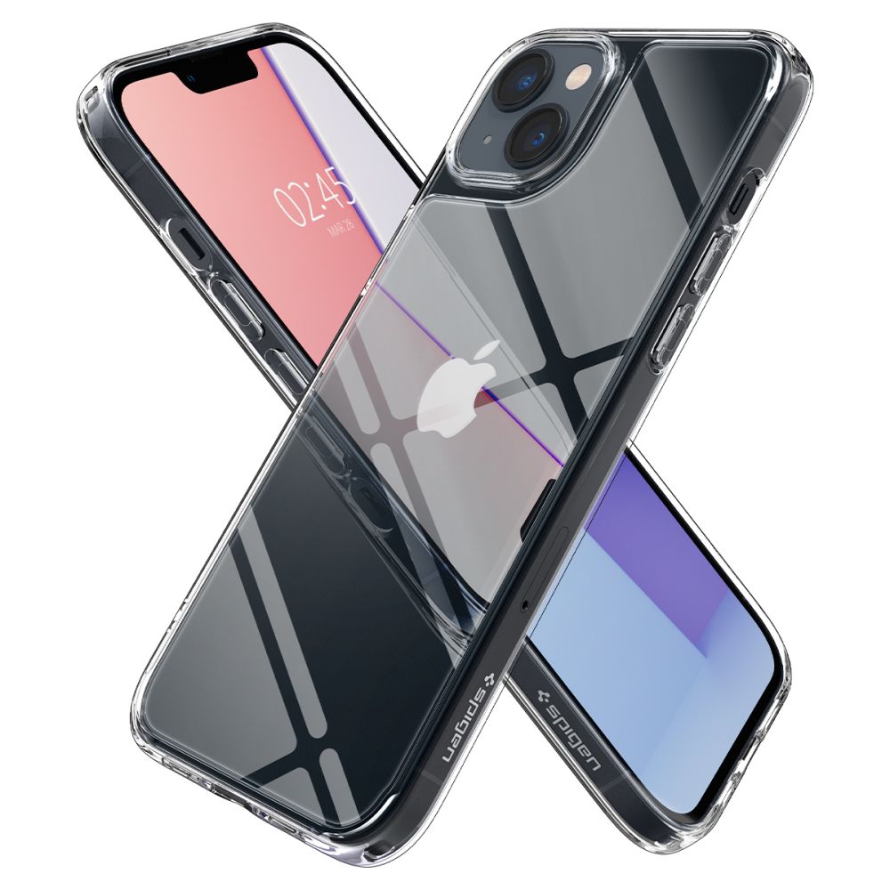 Spigen iPhone 14 Plus / iPhone 15 Plus Quartz Hybrid Θήκη με Πλαίσιο Σιλικόνης και Όψη Γυαλιού Tempered Glass - Crystal Clear