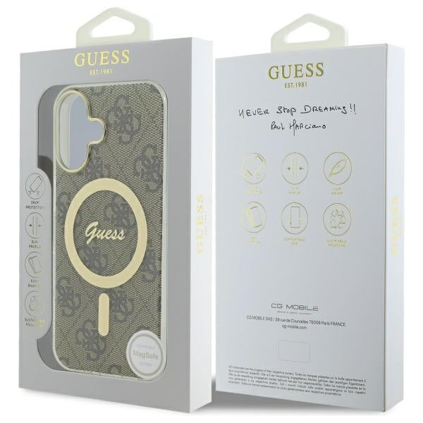 Guess iPhone 16 Plus - IML 4G MagSafe - Σκληρή Θήκη με Πλαίσιο Σιλικόνης - Brown - GUHMP16MH4STW