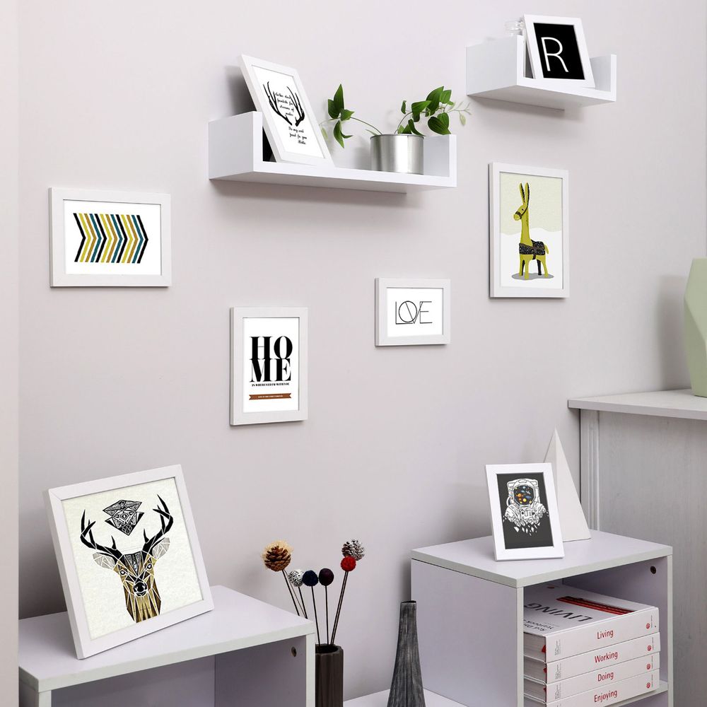 Songmics Σετ με 10 Κορνίζες για Φωτογραφίες - 2 x 20 x 25 cm - 4 x 13 x 18 cm - 4 x 10 x 15 cm - White - RPF310W
