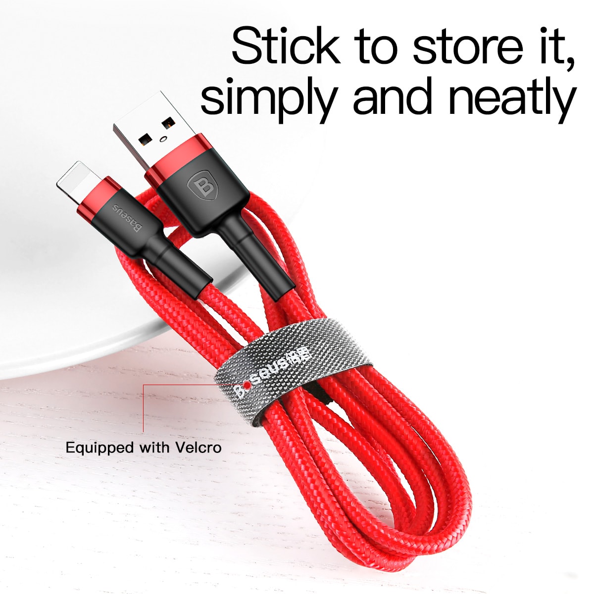 Baseus Kevlar Lightning Quick Charge Cable - Υψηλής Ταχύτητας Καλώδιο Lightning Γρήγορης Φόρτισης 2.4A 1M - Red - CALKLF-B09